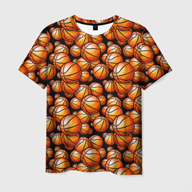 Мужская футболка 3D с принтом Баскетбольные мячики , 100% полиэфир | прямой крой, круглый вырез горловины, длина до линии бедер | Тематика изображения на принте: 