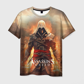 Мужская футболка 3D с принтом Assassins creed старый город , 100% полиэфир | прямой крой, круглый вырез горловины, длина до линии бедер | 