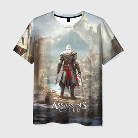 Мужская футболка 3D с принтом Assassins creed  старинный город в Санкт-Петербурге, 100% полиэфир | прямой крой, круглый вырез горловины, длина до линии бедер | 