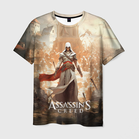 Мужская футболка 3D с принтом Assassins creed старинный  город в Санкт-Петербурге, 100% полиэфир | прямой крой, круглый вырез горловины, длина до линии бедер | 