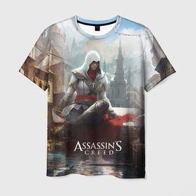 Мужская футболка 3D с принтом Assassins creed poster  game в Курске, 100% полиэфир | прямой крой, круглый вырез горловины, длина до линии бедер | Тематика изображения на принте: 