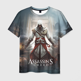 Мужская футболка 3D с принтом Assassins creed  poster game , 100% полиэфир | прямой крой, круглый вырез горловины, длина до линии бедер | 