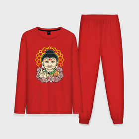 Мужская пижама с лонгсливом хлопок с принтом Будда среди цветов в Тюмени,  |  | Тематика изображения на принте: 