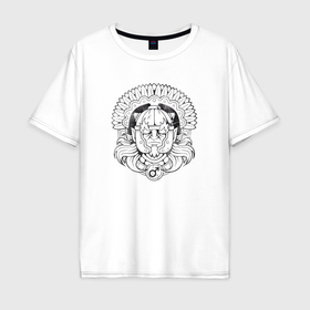 Мужская футболка хлопок Oversize с принтом Античный бог войны в Екатеринбурге, 100% хлопок | свободный крой, круглый ворот, “спинка” длиннее передней части | Тематика изображения на принте: 
