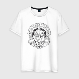 Мужская футболка хлопок с принтом Античный бог войны в Тюмени, 100% хлопок | прямой крой, круглый вырез горловины, длина до линии бедер, слегка спущенное плечо. | 
