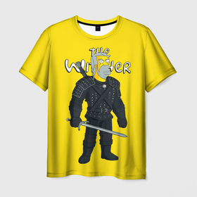 Мужская футболка 3D с принтом Ведьмак симпсоны в Петрозаводске, 100% полиэфир | прямой крой, круглый вырез горловины, длина до линии бедер | Тематика изображения на принте: 