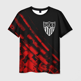 Мужская футболка 3D с принтом Sevilla sport grunge , 100% полиэфир | прямой крой, круглый вырез горловины, длина до линии бедер | 