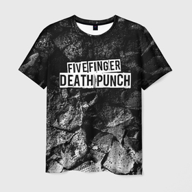 Мужская футболка 3D с принтом Five Finger Death Punch black graphite в Белгороде, 100% полиэфир | прямой крой, круглый вырез горловины, длина до линии бедер | Тематика изображения на принте: 