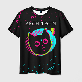 Мужская футболка 3D с принтом Architects   rock star cat в Тюмени, 100% полиэфир | прямой крой, круглый вырез горловины, длина до линии бедер | 