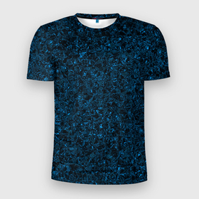 Мужская футболка 3D Slim с принтом Тёмный синий текстура в Санкт-Петербурге, 100% полиэстер с улучшенными характеристиками | приталенный силуэт, круглая горловина, широкие плечи, сужается к линии бедра | 