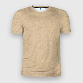 Мужская футболка 3D Slim с принтом Текстура камень тёмно бежевый в Курске, 100% полиэстер с улучшенными характеристиками | приталенный силуэт, круглая горловина, широкие плечи, сужается к линии бедра | 