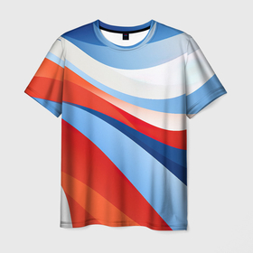 Мужская футболка 3D с принтом Геометрические волнистые абстрактные волны в Белгороде, 100% полиэфир | прямой крой, круглый вырез горловины, длина до линии бедер | 