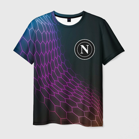 Мужская футболка 3D с принтом Napoli футбольная сетка в Белгороде, 100% полиэфир | прямой крой, круглый вырез горловины, длина до линии бедер | Тематика изображения на принте: 