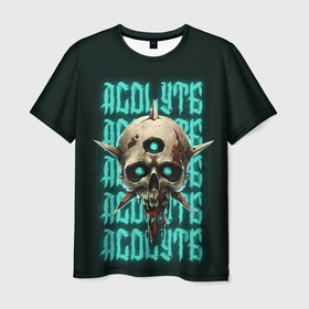 Мужская футболка 3D с принтом Acolyte   Last Epoch skull в Белгороде, 100% полиэфир | прямой крой, круглый вырез горловины, длина до линии бедер | 