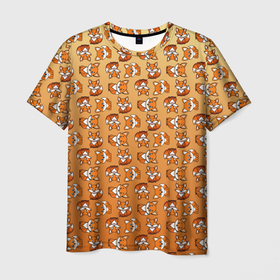 Мужская футболка 3D с принтом Паттерн из милых лисят в Курске, 100% полиэфир | прямой крой, круглый вырез горловины, длина до линии бедер | 