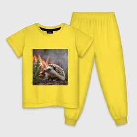 Детская пижама хлопок с принтом Ёжик в огне в Белгороде, 100% хлопок |  брюки и футболка прямого кроя, без карманов, на брюках мягкая резинка на поясе и по низу штанин
 | Тематика изображения на принте: 