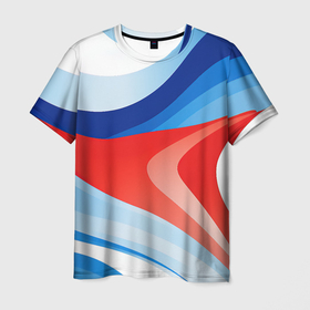Мужская футболка 3D с принтом Абстрактные геометрические плавные линии минимализм в Екатеринбурге, 100% полиэфир | прямой крой, круглый вырез горловины, длина до линии бедер | 