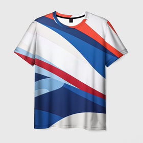 Мужская футболка 3D с принтом Плавные  абстрактные линии в стиле минимализм в Кировске, 100% полиэфир | прямой крой, круглый вырез горловины, длина до линии бедер | 