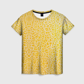 Женская футболка 3D с принтом Дыня текстура в Екатеринбурге, 100% полиэфир ( синтетическое хлопкоподобное полотно) | прямой крой, круглый вырез горловины, длина до линии бедер | 