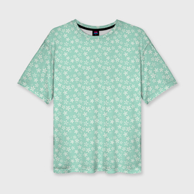 Женская футболка oversize 3D с принтом Бледный зелёный в цветочек в Тюмени,  |  | 