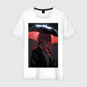 Мужская футболка хлопок с принтом Человек бензопила Макима в Санкт-Петербурге, 100% хлопок | прямой крой, круглый вырез горловины, длина до линии бедер, слегка спущенное плечо. | 
