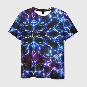 Мужская футболка 3D с принтом Электрический разряд , 100% полиэфир | прямой крой, круглый вырез горловины, длина до линии бедер | 