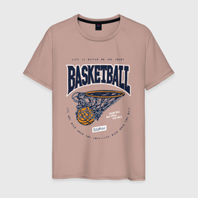 Мужская футболка хлопок с принтом Баскетбол Калифорния в Кировске, 100% хлопок | прямой крой, круглый вырез горловины, длина до линии бедер, слегка спущенное плечо. | Тематика изображения на принте: 