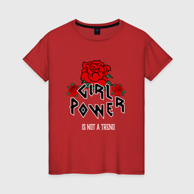 Женская футболка хлопок с принтом Сила девушек это не тренд в Санкт-Петербурге, 100% хлопок | прямой крой, круглый вырез горловины, длина до линии бедер, слегка спущенное плечо | 