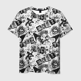 Мужская футболка 3D с принтом Панк рок музыка в Кировске, 100% полиэфир | прямой крой, круглый вырез горловины, длина до линии бедер | 