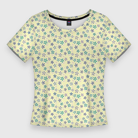 Женская футболка 3D Slim с принтом Жёлто зелёный в цветочек в Екатеринбурге,  |  | Тематика изображения на принте: 