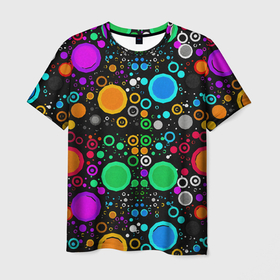 Мужская футболка 3D с принтом Разноцветные круги в Петрозаводске, 100% полиэфир | прямой крой, круглый вырез горловины, длина до линии бедер | 