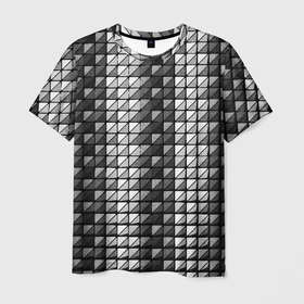 Мужская футболка 3D с принтом Чёрно белые квадраты в Екатеринбурге, 100% полиэфир | прямой крой, круглый вырез горловины, длина до линии бедер | 