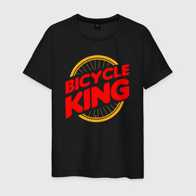 Мужская футболка хлопок с принтом Велосипедный король в Екатеринбурге, 100% хлопок | прямой крой, круглый вырез горловины, длина до линии бедер, слегка спущенное плечо. | 