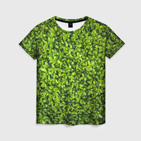 Женская футболка 3D с принтом Зелёная трава листья в Курске, 100% полиэфир ( синтетическое хлопкоподобное полотно) | прямой крой, круглый вырез горловины, длина до линии бедер | 
