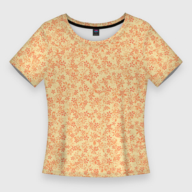 Женская футболка 3D Slim с принтом Цветочный паттерн жёлтый в Новосибирске,  |  | 