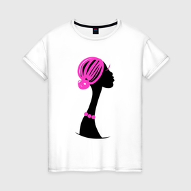 Женская футболка хлопок с принтом African girl , 100% хлопок | прямой крой, круглый вырез горловины, длина до линии бедер, слегка спущенное плечо | Тематика изображения на принте: 