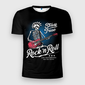 Мужская футболка 3D Slim с принтом Rock and roll   punk в Новосибирске, 100% полиэстер с улучшенными характеристиками | приталенный силуэт, круглая горловина, широкие плечи, сужается к линии бедра | Тематика изображения на принте: 