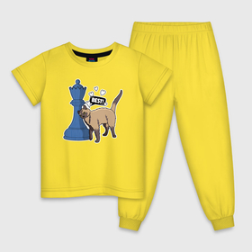 Детская пижама хлопок с принтом Кот Оникс и шахматный ферзь в Белгороде, 100% хлопок |  брюки и футболка прямого кроя, без карманов, на брюках мягкая резинка на поясе и по низу штанин
 | 
