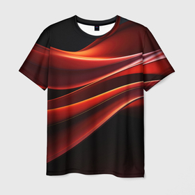 Мужская футболка 3D с принтом Темная красная абстракция на черном фоне в Кировске, 100% полиэфир | прямой крой, круглый вырез горловины, длина до линии бедер | Тематика изображения на принте: 