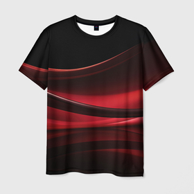 Мужская футболка 3D с принтом Темная красная абстракция на  черном фоне в Кировске, 100% полиэфир | прямой крой, круглый вырез горловины, длина до линии бедер | 