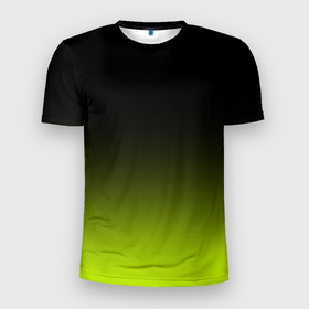Мужская футболка 3D Slim с принтом Чёрно салатовый градиент в Тюмени, 100% полиэстер с улучшенными характеристиками | приталенный силуэт, круглая горловина, широкие плечи, сужается к линии бедра | 