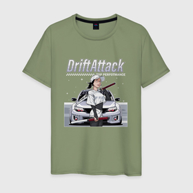 Мужская футболка хлопок с принтом Дрифт атака   samurai girl в Петрозаводске, 100% хлопок | прямой крой, круглый вырез горловины, длина до линии бедер, слегка спущенное плечо. | 