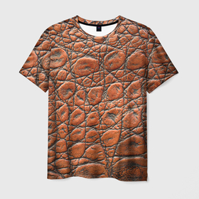 Мужская футболка 3D с принтом Змеиная шкура текстура в Петрозаводске, 100% полиэфир | прямой крой, круглый вырез горловины, длина до линии бедер | 