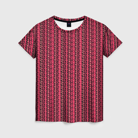 Женская футболка 3D с принтом Красно розовый искажённые полосы в Кировске, 100% полиэфир ( синтетическое хлопкоподобное полотно) | прямой крой, круглый вырез горловины, длина до линии бедер | 
