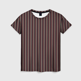 Женская футболка 3D с принтом Чёрно красный в тонкую полоску в Кировске, 100% полиэфир ( синтетическое хлопкоподобное полотно) | прямой крой, круглый вырез горловины, длина до линии бедер | 