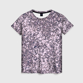 Женская футболка 3D с принтом Сине розовый текстура камень , 100% полиэфир ( синтетическое хлопкоподобное полотно) | прямой крой, круглый вырез горловины, длина до линии бедер | 