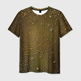 Мужская футболка 3D с принтом Золотые камушки , 100% полиэфир | прямой крой, круглый вырез горловины, длина до линии бедер | 