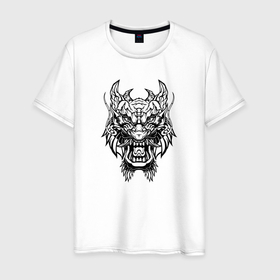 Мужская футболка хлопок с принтом Разгневанный дракон в Кировске, 100% хлопок | прямой крой, круглый вырез горловины, длина до линии бедер, слегка спущенное плечо. | 