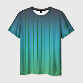 Мужская футболка 3D с принтом Хаотичные зеленые линии в Екатеринбурге, 100% полиэфир | прямой крой, круглый вырез горловины, длина до линии бедер | 