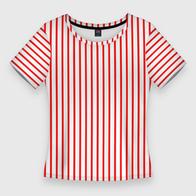 Женская футболка 3D Slim с принтом Белый в красную полоску в Курске,  |  | 
